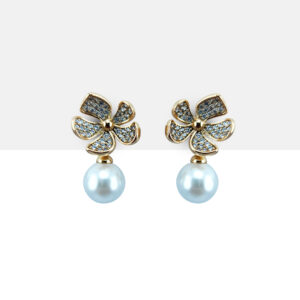 Aretes flor con perla