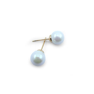 Aretes pegados perla blanca